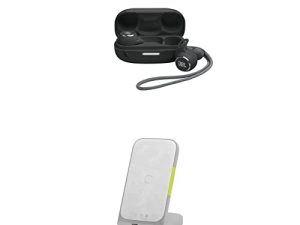 JBL Reflect Aero TWS (Black) and InfinityLab InstantStation Wireless Stand 33W PD USB-C and USB-A Compact Fast Charging Wireless Charger (White)