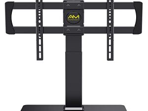 AM alphamount Swivel Universal TV Stand for 32-80 Inch LED/LCD/OLED TVs Tabletop TV Base Max VESA 600X400mm Height Adjustable TV Mount with Tempered Glass Base Holds up to 99lbs- APTVS08