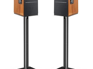 Perlegear Universal Speaker Stand- Bookshelf Speaker Stands Holds 22lbs Speaker Stand Pair with Cable Management Surround Sound Speaker Stand- PGSS6