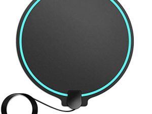 Digital HDTV Antenna Long Range 380 Miles Indoor Amplified Signal Booster Support 4K 1080P UHF VHF FM Local Channels with 13.4ft Coax Cable and USB Power Adapter