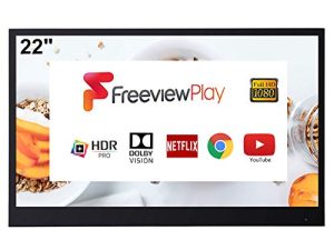 elecsung 22inch Smart Black Bathroom TV IP66 Waterproof Android 11.0 System with Integrated HDTV(ATSC) Tuner and Built-in Wi-Fi&Bluetooth