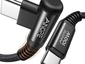 AINOPE 100W [2022 Upgrade 2-Pack 6.6ft] USB Cable C to USB C Type C to Type C Cable Right Angle USB C Cable