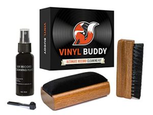 Vinyl Buddy Record Cleaner Kit 5 Piece Ultimate Cleaning System - Velvet Brush - Nylon Microfiber Brush - Stylus Brush - LP Cleaning Solution - Storage Pouch