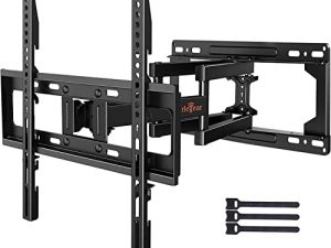 Full Motion TV Wall Mount Bracket Swivel Articulating Extension Tilt Arms for 26-65 inch LED LCD OLED 4K Flat Curved TV Max VESA 400x400mm up to 100lbs by Perlegear