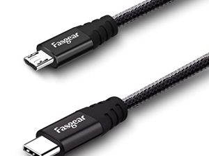 Fasgear USB C to Micro USB Cable 30cm Nylon Braided Type C to Micro USB Cord Compatible with Galaxy S7/S6