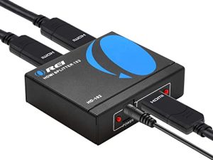 OREI HDMI Splitter 1 in 2 Out 4K - 1x2 HDMI Display Duplicate/Mirror - Powered Splitter Full HD 1080P