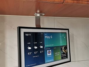 Under-Cabinet Mount, for Amazon Echo Show 15,Keeps Echo Off The Counter and Turns Side to Side,Ceiling or Under-Cabinet Mount Silver 026-02