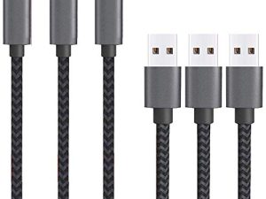 Micro USB Cable 10ft 3Pack by Ailun High Speed 2.0 USB A Male to Micro USB Sync Charging Nylon Braided Cable for Android Phone Charger Cable Tablets Wall and Car Charger Connection BlackGrey