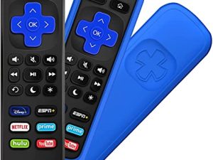 [w/Cover] 1-clicktech Remote 2-in-1 for【Roku TV
