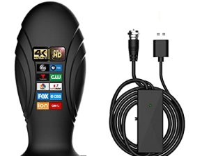 Antier Amplified Indoor Digital Tv Antenna – Powerful Best Amplifier Signal Booster up to 350+ Miles Range Support 8K 4K Full HD Smart and Older Tvs with 10ft Coaxial Cable [2023 Release]