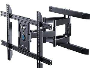 PERLESMITH Full Motion TV Wall Mount for 37-80 Inch TVs with Smooth Tilts Swivel Extends Level - Dual Articulating Arms Bracket Supports TVs up to 132 lbs Max VESA 600x400