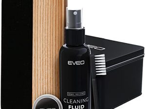 EVEO Premium Vinyl Record Cleaner Kit - Complete 4-in-1 Vinyl Records Cleaning Kit for Records Albums-Includes Soft Velvet Record Brush