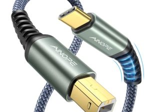 AINOPE USB C Printer Cable 6.6 FT USB B to USB C Printer Cable [2022 Upgrade] 2.0 High-Speed Premium Nylon Printer Cord for MacBook Pro/Air