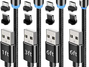 Terasako Magnetic Charging Cable 4-Pack [1ft/3ft/6ft/6ft]
