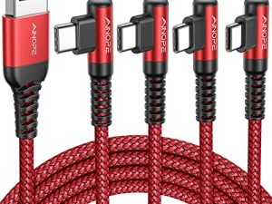 AINOPE USB C to USB Cable [4-Pack 10/6.6/3.3/3.3ft] 3.1A USB Fast Charge Cable Right Angle