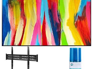 LG OLED48C2PUA 48" 4K Ultra High Definition OLED Smart TV C2P Series with a Walts FIXED-MOUNT-43-90 TV Mount for 43-90 Inch Compatible TVs and Walts HDTV Screen Cleaner Kit (2022)