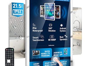 Leotachi 21.5inch IP66 Waterproof Smart Touch Screen Mirror TV for Bathroom with Android OS