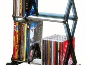 Atlantic Mitsu 2-Tier Media Rack - 52 CDs or 36 DVD/BluRay/Games in Clear Smoke Finish