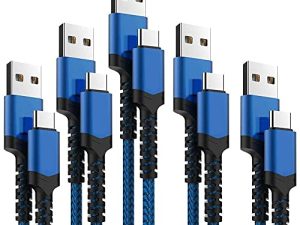 USB Type C Cable 5Pack (3/3/6/6/10FT) Nylon Braided USB C Cable Fast Charger Charging Cord Compatible Samsung Galaxy S9 S8 Note 9 Note 8 Plus