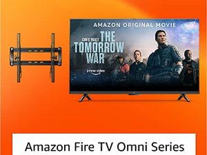 Amazon Fire TV 55" Omni Series 4K UHD smart TV bundle with Universal Tilting Wall Mount and Red Remote Cover