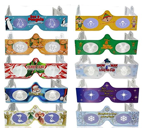 3D Christmas Glasses - 10 Pack Holiday Specs - Hologram Holiday Images 3D Christmas Glasses - 10 Pack Holiday Specs - Hologram Holiday Images