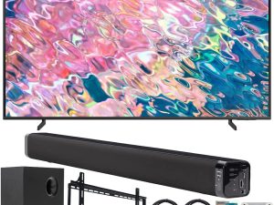 SAMSUNG QN75Q60BAFXZA Q60B 75 inch QLED 4K Quantum Dual LED HDR Smart TV (2022) Bundle with Deco Gear Home Theater Soundbar with Subwoofer
